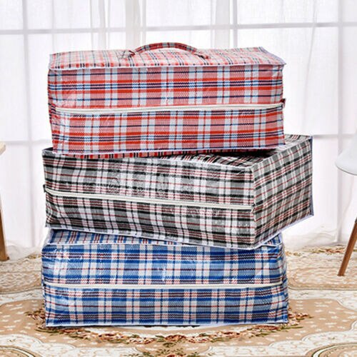 Reusable Plastic Jumbo Laundry Zipped Large Strong Shopping Home Storage Bag Large Capacity Of Bags Storage Bags Travel Bags