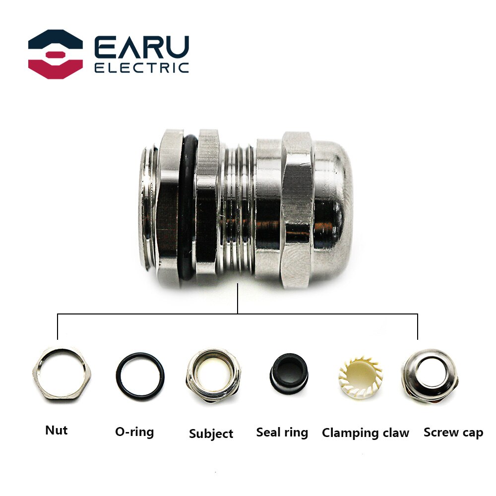 1PCS Metal Waterproof Joint Fixed Sealing Cable IP68 M8 / M32 Cable Connector Brass Nickel Plated Gland Connector