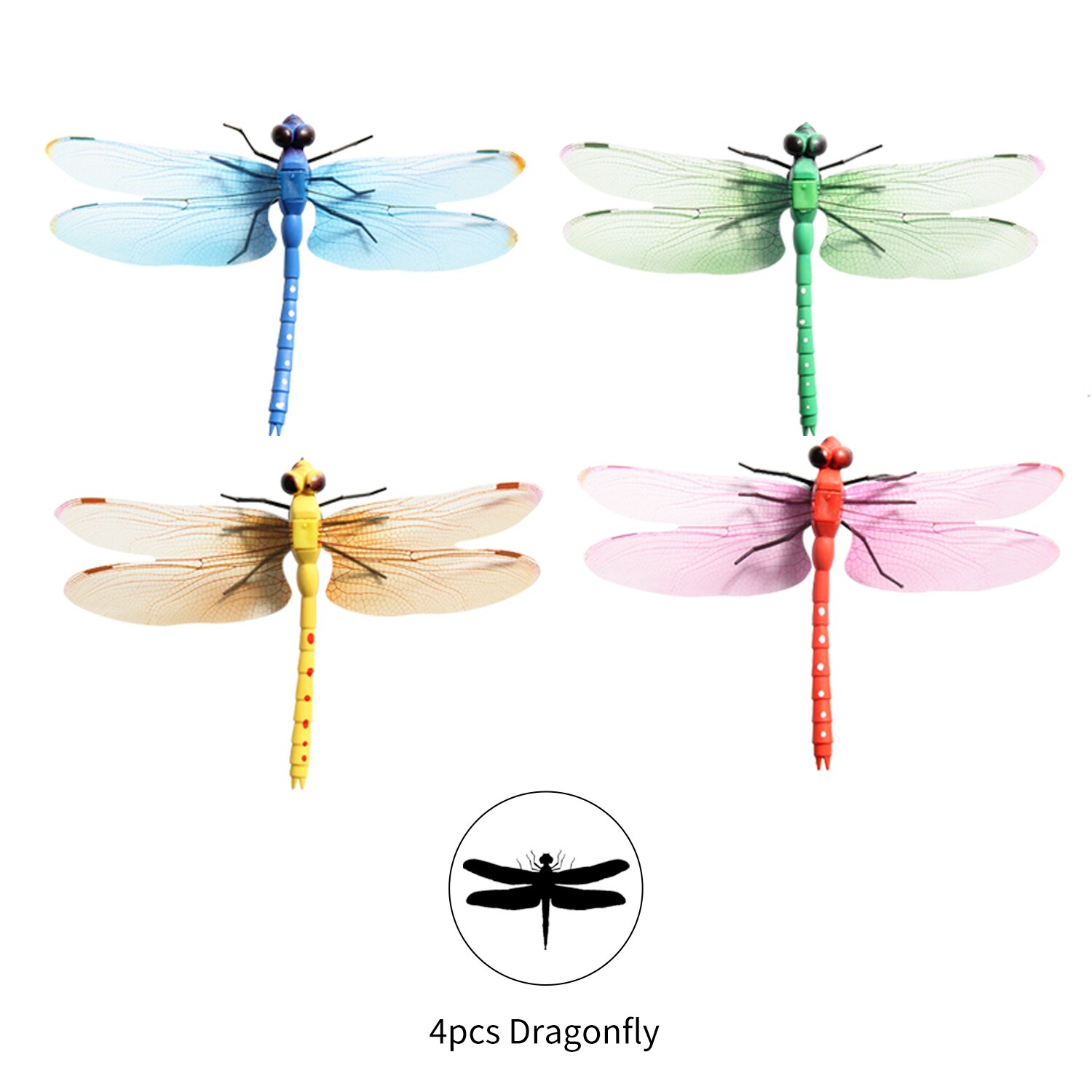 Koelkast Sticker Pvc Dragonfly Shape Muurtattoo Muursticker Afneembare Thuis Kwekerij Outdoor Hekken Tuin Gazon Diy Decor 4 Stuks