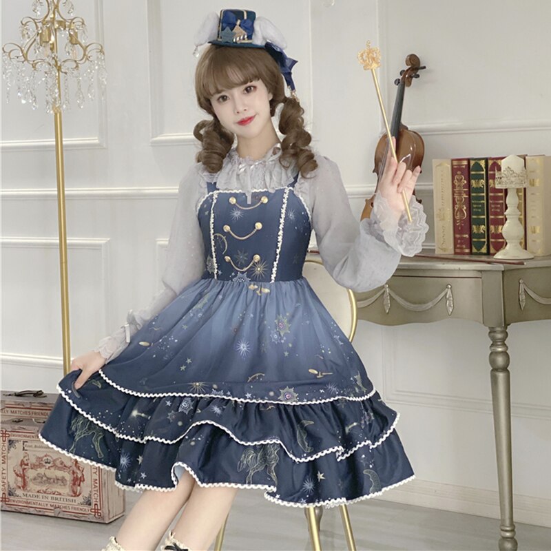 Vestido de tirantes estilo lolita, estilo japonés, estilo lolita, estilo jsk, estilo princesa dulce, estilo retro, para fiesta de té.