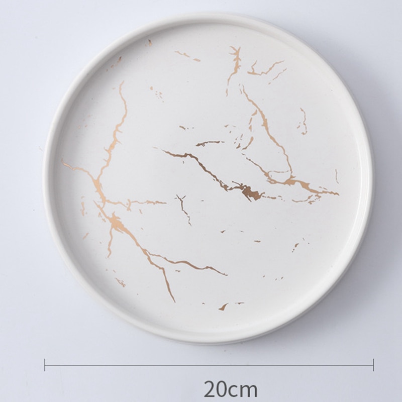 Platos vajilla de 20Cm plato de cerámica de mármol dorado juego de cubiertos de porcelana mesa de cocina postre Decorativo Europeo, plato de filete