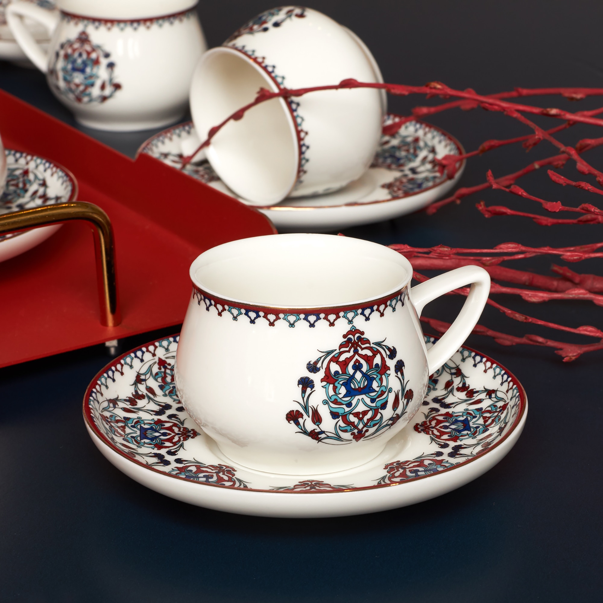 Set Van 2 Turkse Koffie Porseleinen Kopjes Traditionele Keramische Koffie Mokken Beste Home Decor Demistasse Espresso Türk Kahvesi
