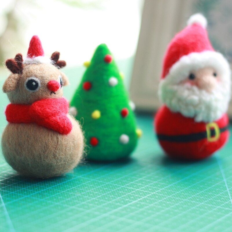Kerst Naaldvilten Kit Voor Beginner Kerst Vilten Wol Set Sneeuwpop Ambachtelijke Kits Kerstcadeau Wolvilt Engels Handleiding