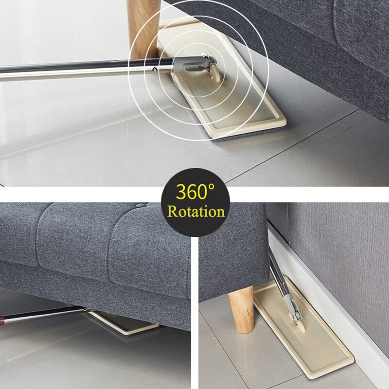 Flat Hand Free Wringing Squeeze Mop with Bucket Floor Cleaning Mop of Microfiber Mop Cloth Wet Dry For Kitchen Tile Wooden Floor