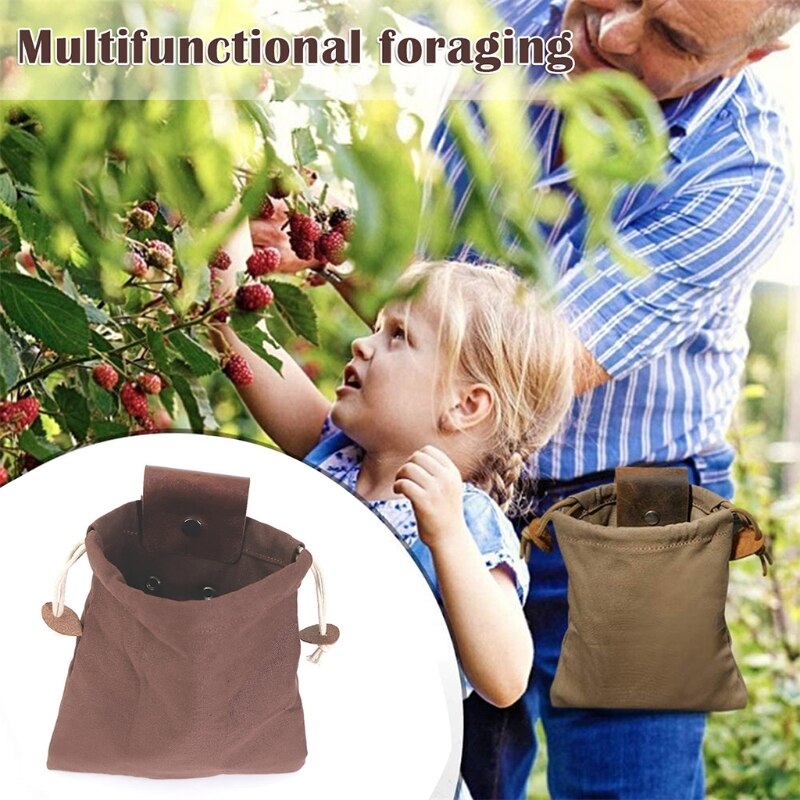 Leer Canvas Pouch Multifunctionele Outdoor Foerageren Tas Jungle Fruit Plukken 20CA