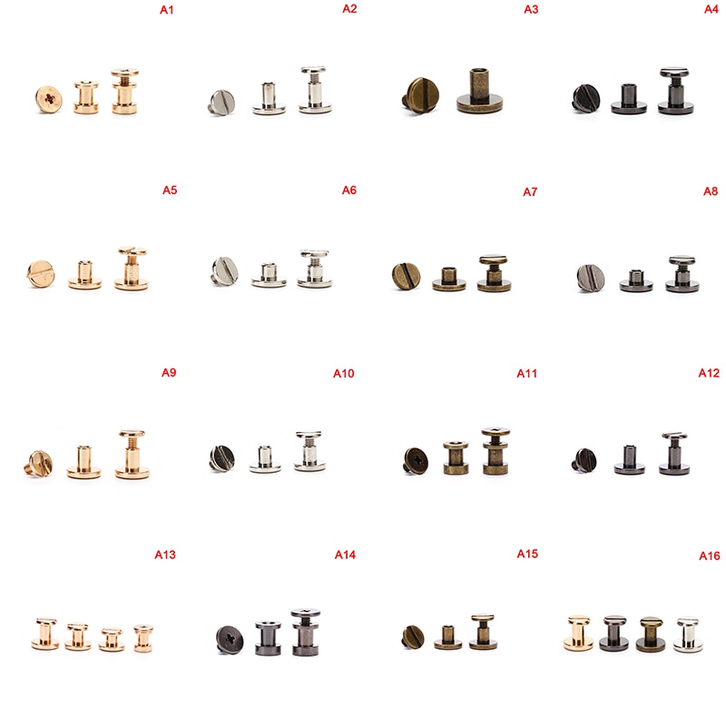 10 pièces 5mm/6.5mm/8mm bagages en cuir métal artisanat solide vis clou Rivet Double tête incurvée ceinture/sangle Rivets livre vis à