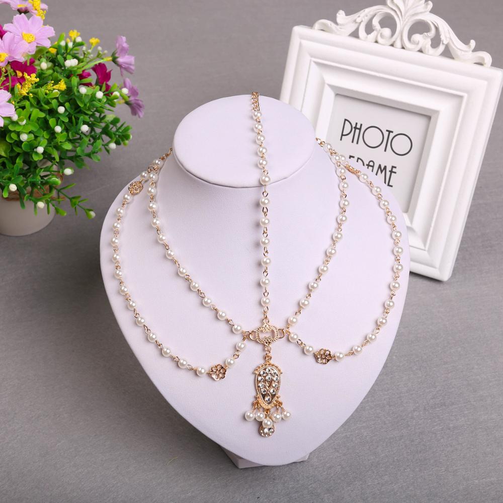 Mädchen Perle Stirn Kette Schmuck Prinzessin tanzen Party Leistung Kopfschmuck Haar Kette Schmuck für Mädchen Frauen