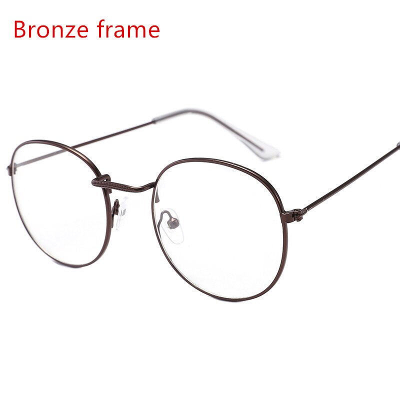 round women's glasses frame classic metal frame optical glasses transparent computer oval eyeglasses frame reading: bronze