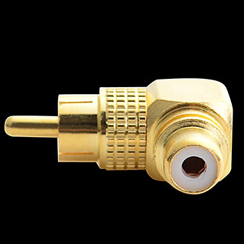 2 Pcs Copper L-Shaped RCA Right Angle Elbow 90 Degree Male Conversion Head Female to Male Wall Signal Cable Treasure