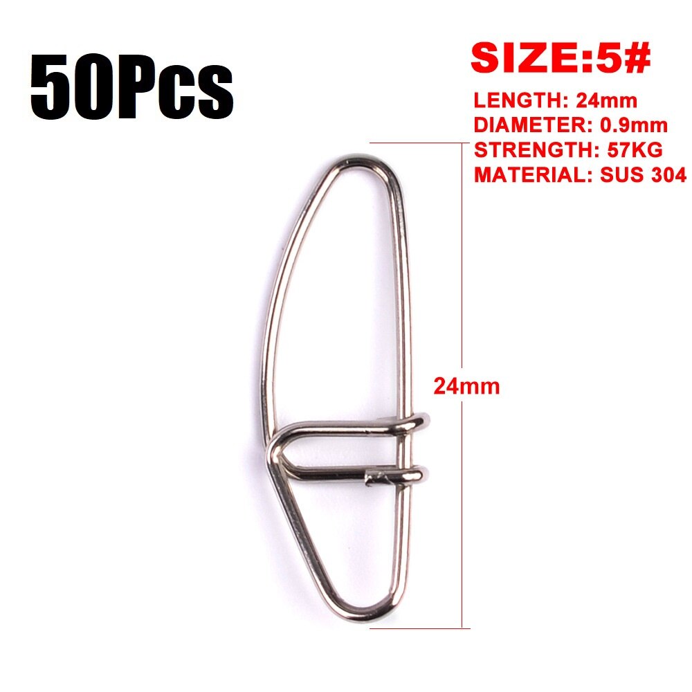 50pcs/bag Stainless Steel Connector Fast Clip Lock Snap Swivel Safety Snaps fishing lure tools pesca hook grip swivel metal: 5 - 50pcs