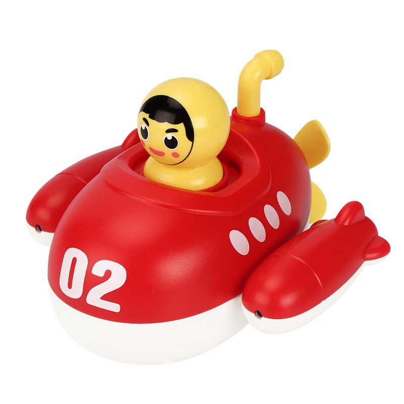 Baby Bathroom Clockwork Toy Winding Chain Floating Submarine Playing In Water Children's Bath Water Spray Toy summer Beach Swim