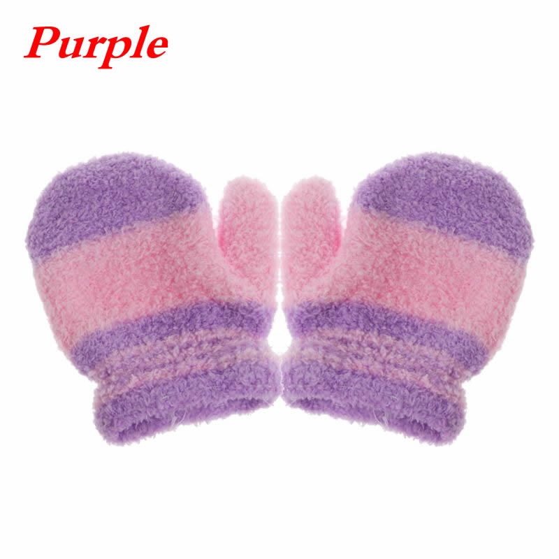 2020 del nuovo Sveglio infantile Del Capretto Del bambino Delle Ragazze Dei Ragazzi Inverno Caldo Guanti Del bambino Del lavorare a maglia Arcobaleno Guanti: viola
