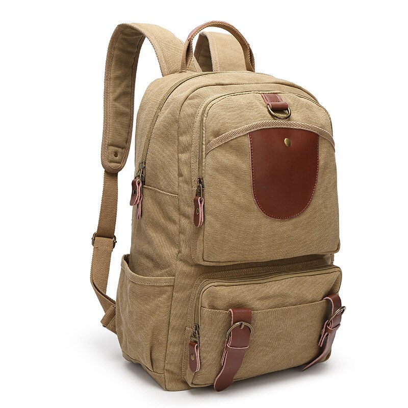 YUFANG Rugzak Grote Canvas Mannen Rugzak Preppy Styke Mannen Computer Rugzak All-Match Schooltas Voor Tiener Jongen Trendy: Khaki