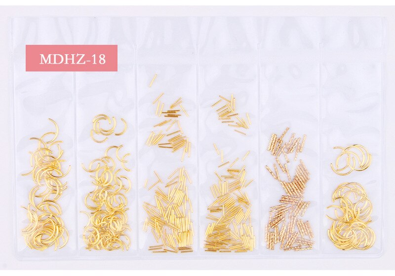CHNRMJL 6 Entwürfe/Pack Ultra-dünne Hohl Legierung Nagel Niet Dekorationen Schmuck DIY UV Gel NäGel Kunst Polnischen zubehör Manikübetreffend: 18