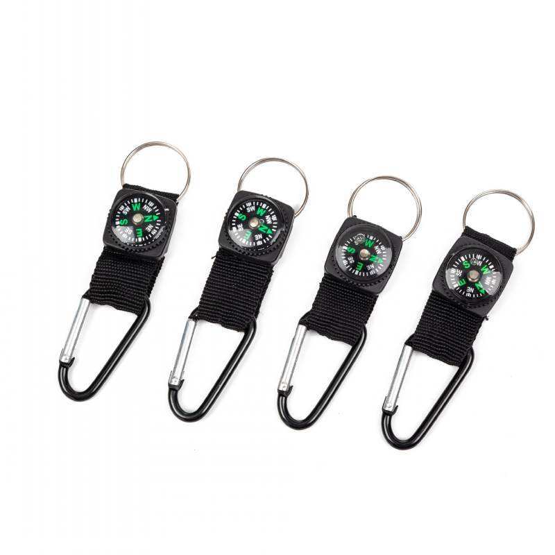 Hiking Camping Hook Keychain Compass Thermometer – Alloy, Double Sided, Unbranded - View #2