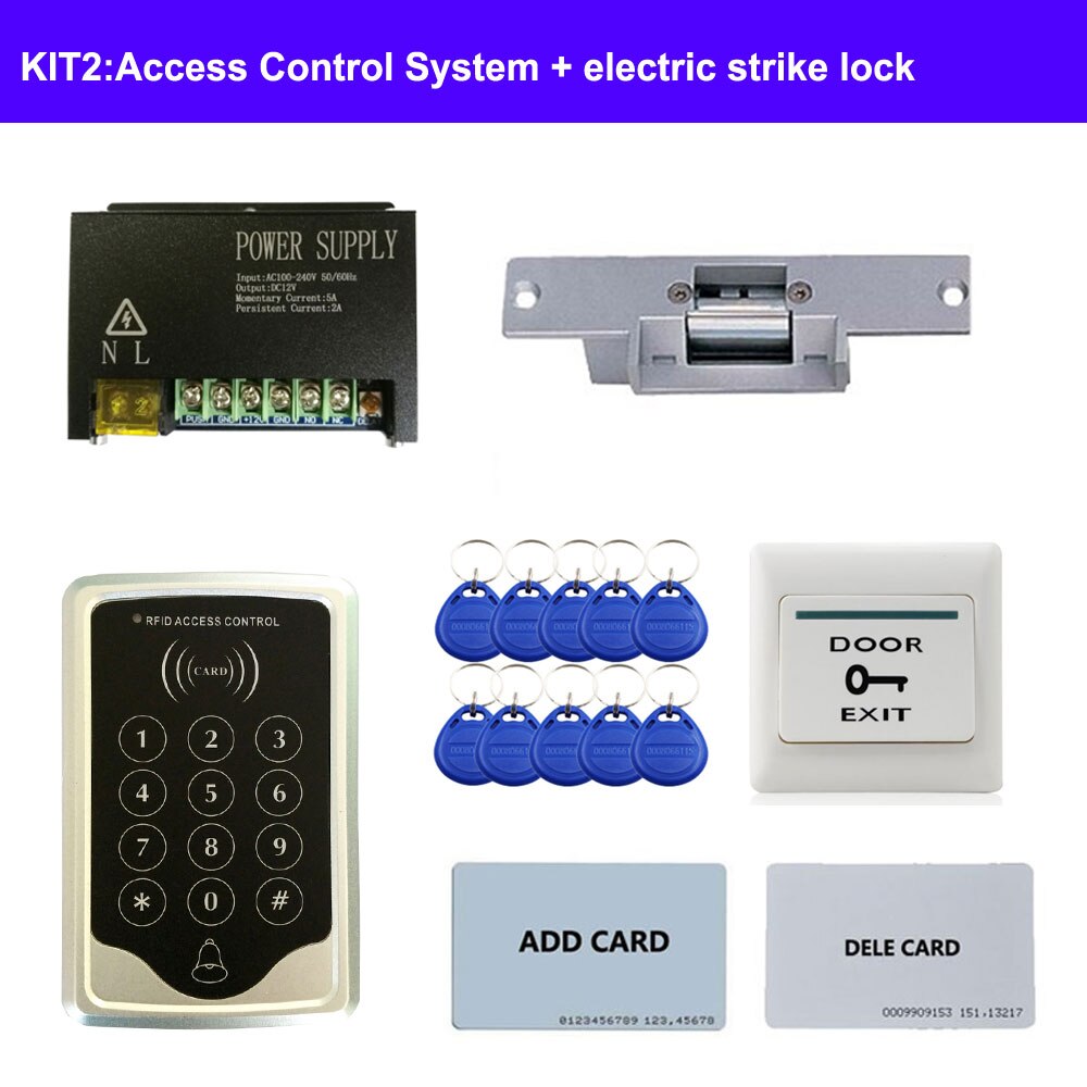 Access Control System DIY Kit + RFID ID keypad standalone controller + Power Supply +exit button + lock for various doors: KIT2