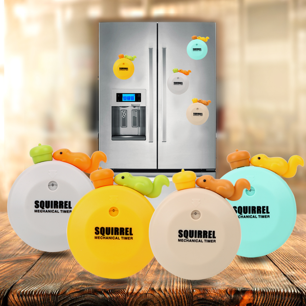 60 Minutes Kitchen Timers Magnet Cute Squirrel Practical Mechanical Timer Countdown Alarm Reminder Random Sent