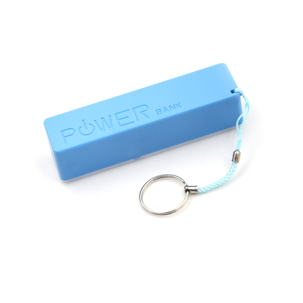 Power Bank 18650 External Backup Battery Charger With Key Chain USB Charging Mobile Phones for Cell Phone Portable: Blue