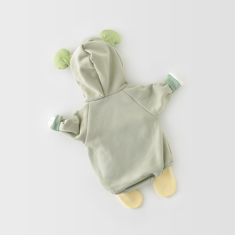 Winter baby plus fluwelen dikke sneeuwpak kleding met capuchon baby jongens cartoon bodysuit warme peuter meisjes jumpsuit
