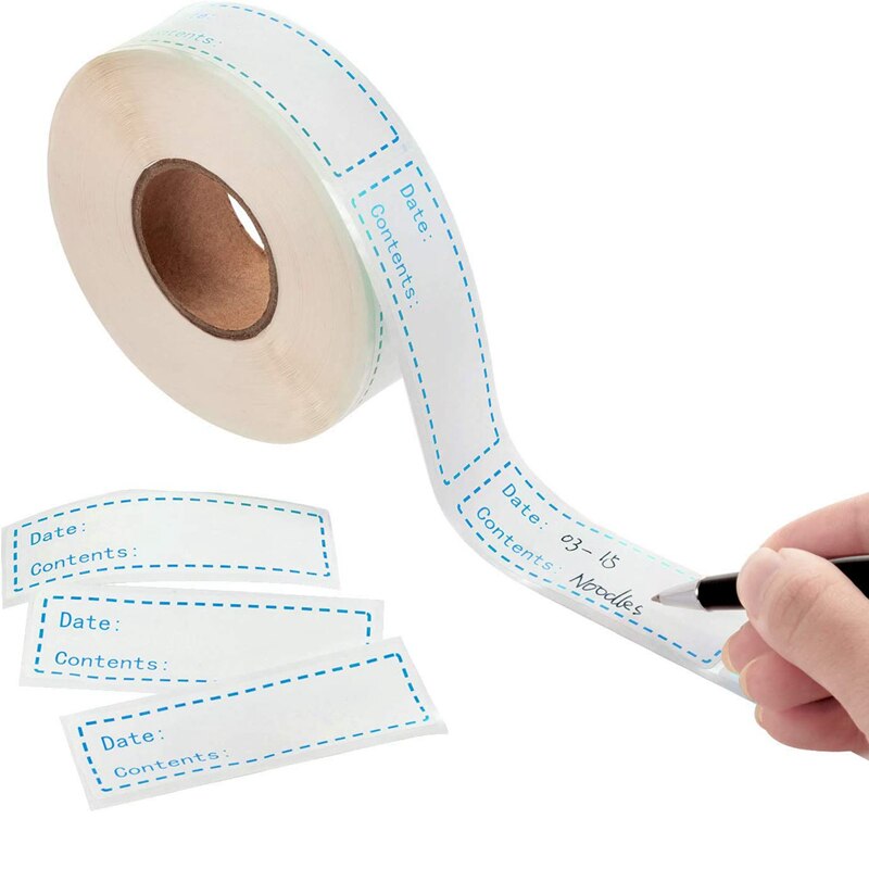 500 Pieces Food Freezer Labels 1 x 3 Inches Self-Adhesive Removable Storage Refrigerator Food Date Labels Easy Clean (Blue)