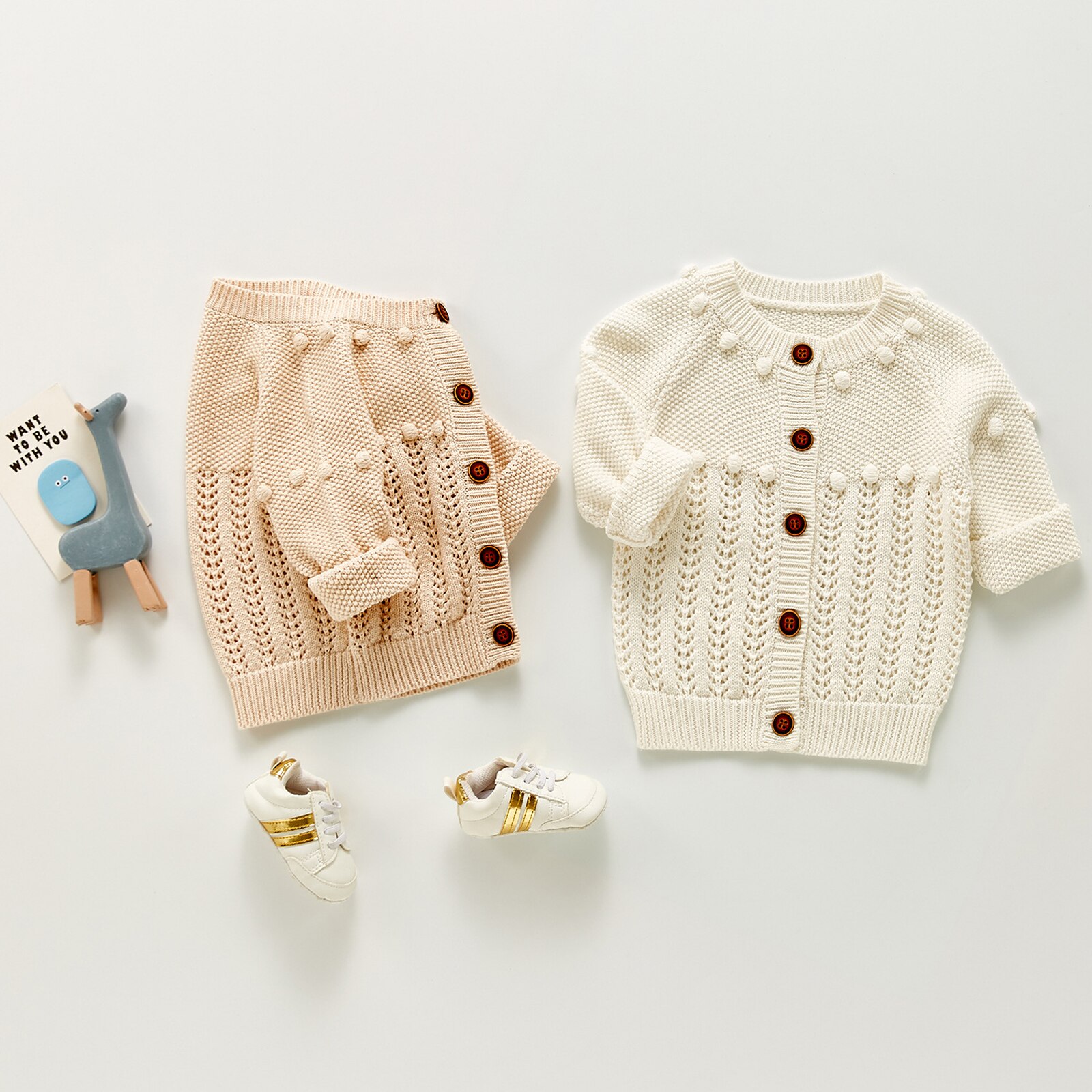 Baby Meisjes Gebreide Vest, Herfst Zoete Stijl Pluche Bal Decoratie Hollow Ronde Kraag Lange Mouw Single-Breasted Uitloper