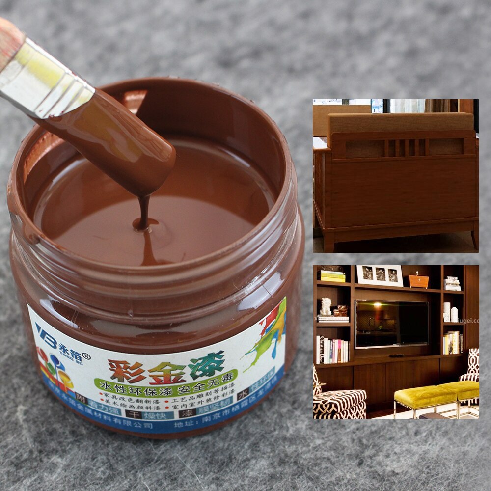 Brown Water-based Paint Metallic Lacquer Wood Varnish Acrylic Paint in Art Craft Wall Door Paint for Wood 100ml Furniture Paint