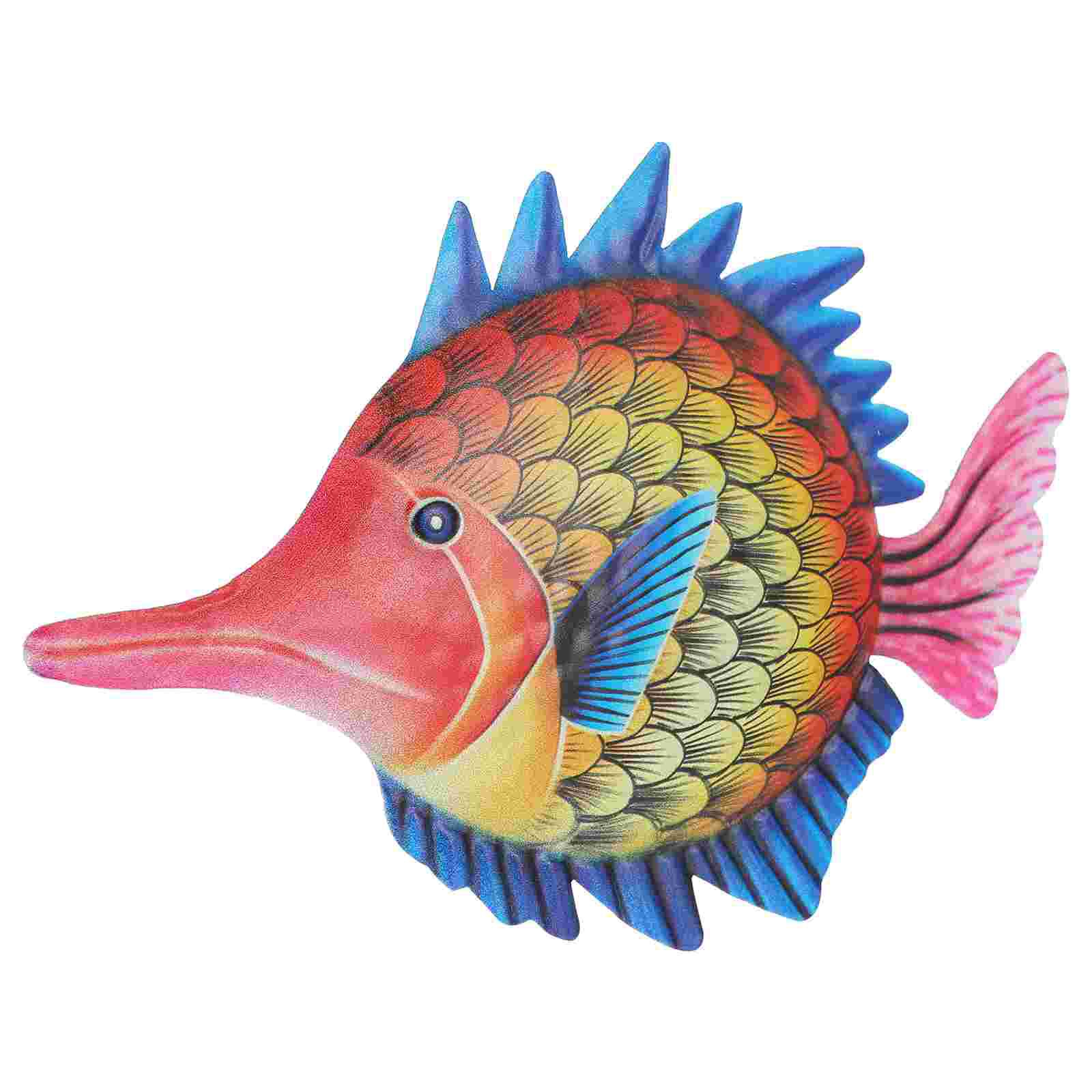 Metal Ocean Fish Wall Decor Outdoor Indoor Art Sculpture Hanging Decoration: Yellow
