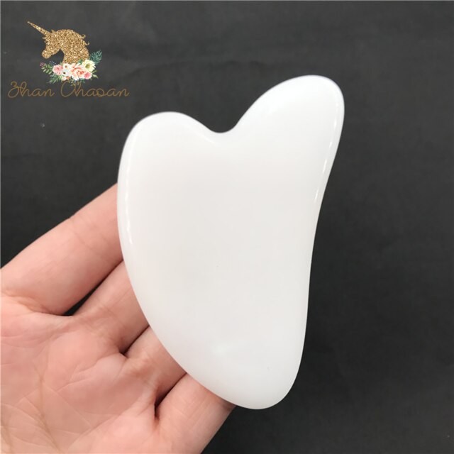 Pure Natuursteen Massage Steen Witte Jade Massager Is Gebruikt Voor Druk Therapie Van Gezicht En Hals, schrapen En Schrapen: heart-shaped