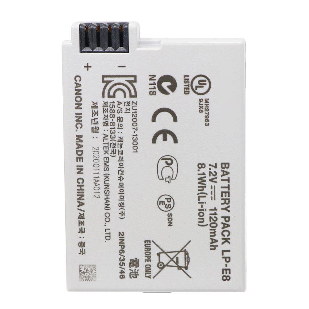 Original 1120mah LP-E8 LPE8 Camera Battery for Canon EOS 550D 600D 650D 700D Kiss X4 X5 X6i X7i Rebel T2i T3i T4i T5i Batterie