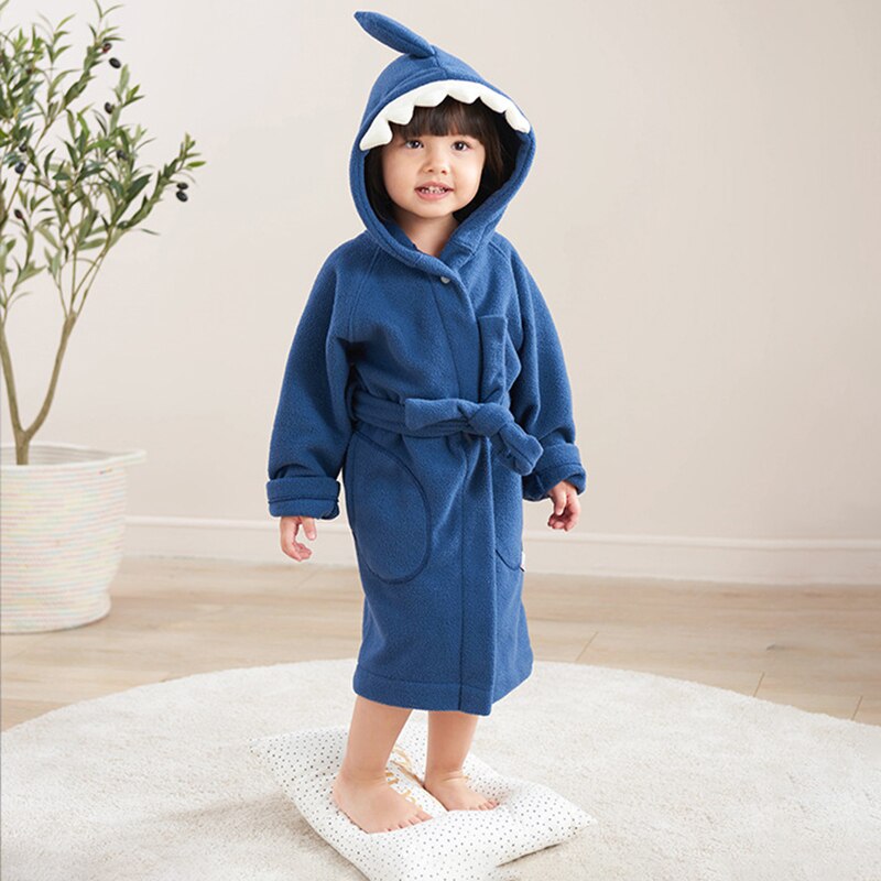 Bata de baño con capucha para niños y niñas, ropa de dormir de 90-140CM, pijamas con animales