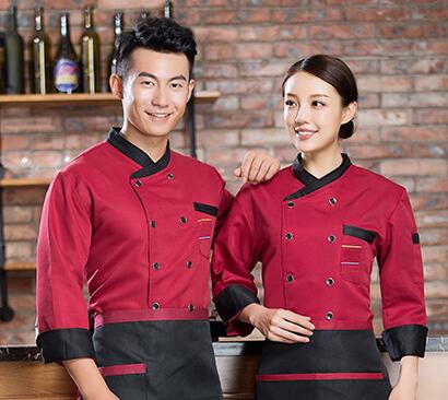 Chaqueta de Chef de manga larga para hombre y mujer, peto transpirable para personal de cocina, café, cocinero, tienda de café, ropa de trabajo, Unisex: red / L