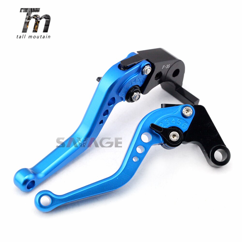 Korte/lange remkoppelingshendels voor yamaha  fz 16 fz-s 150 motoraccessoires, verstelbaar cnc: Kort blauw