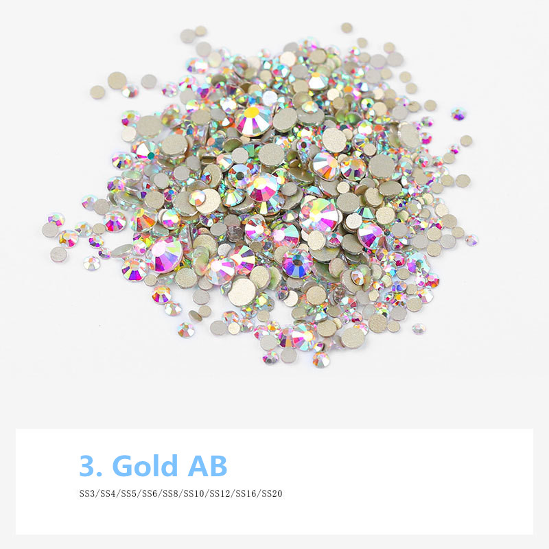 1440 st super glitter flatback nagelkristaller strass ab klar roséguld diy glas ädelstenar stenar naglar 3d nail art dekorationer: Elfenben