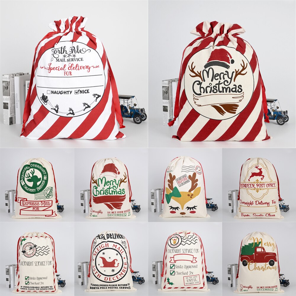 Xmas Grote Kerst Kousen Zakken Sacks Hessische Santa Cadeau Zak Decoratie Zak Candy Opslag Tasje 11 Stijlen