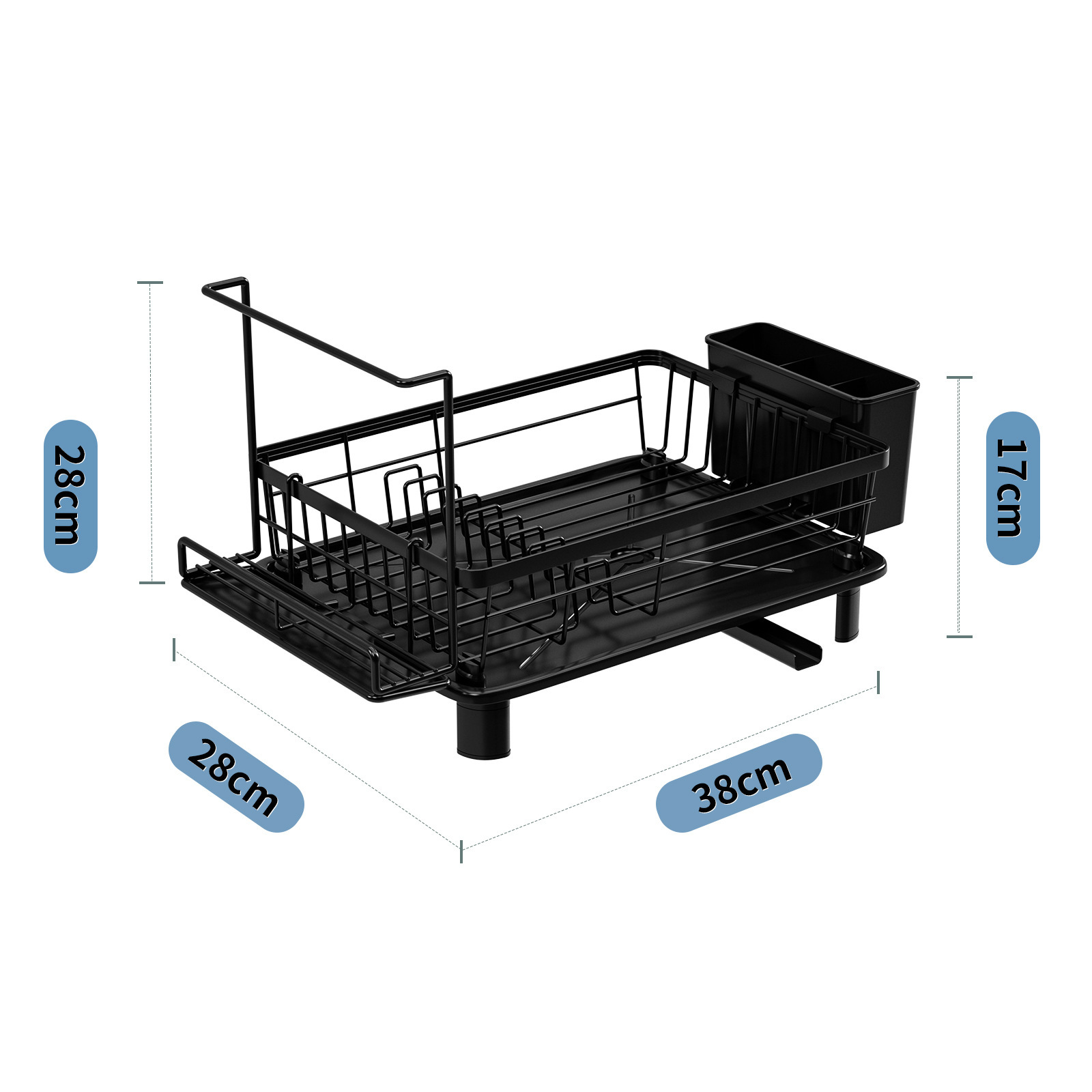 Kitchen Dish Rack Drainer Chopsticks and Cutlery Storage Rack Dinnerware Drying Rack Household Multifunctional Countertop Shelf: Rose