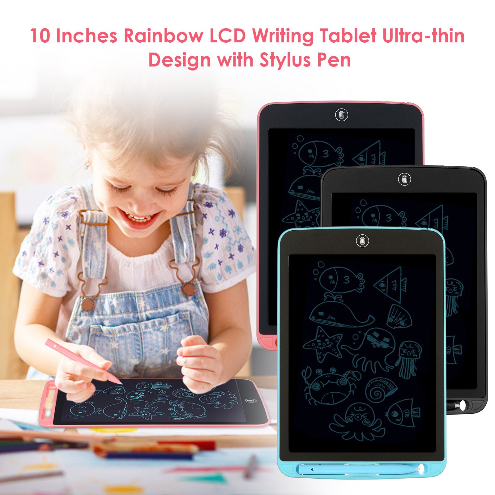 10-Inch LCD Writing Tablet - Reusable Electronic Drawing Board with Stylus Pen