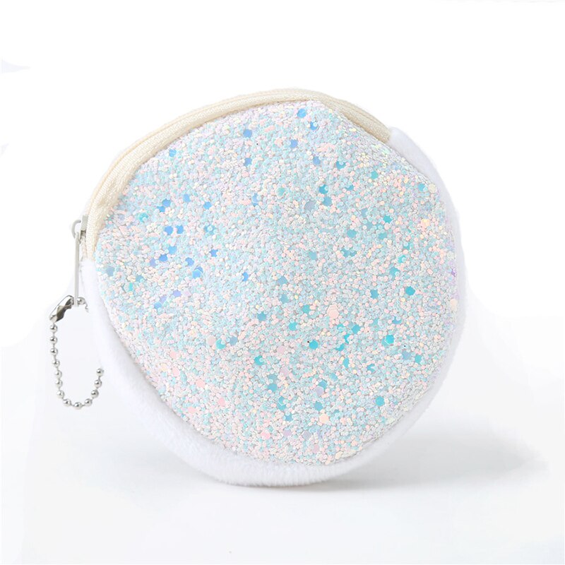 Women Mini Coin Bag Sequined Wallet Bag Card Bag Wallet Zero Children's Bag Key Case Party Evening Headphone Storage Bag: white circle