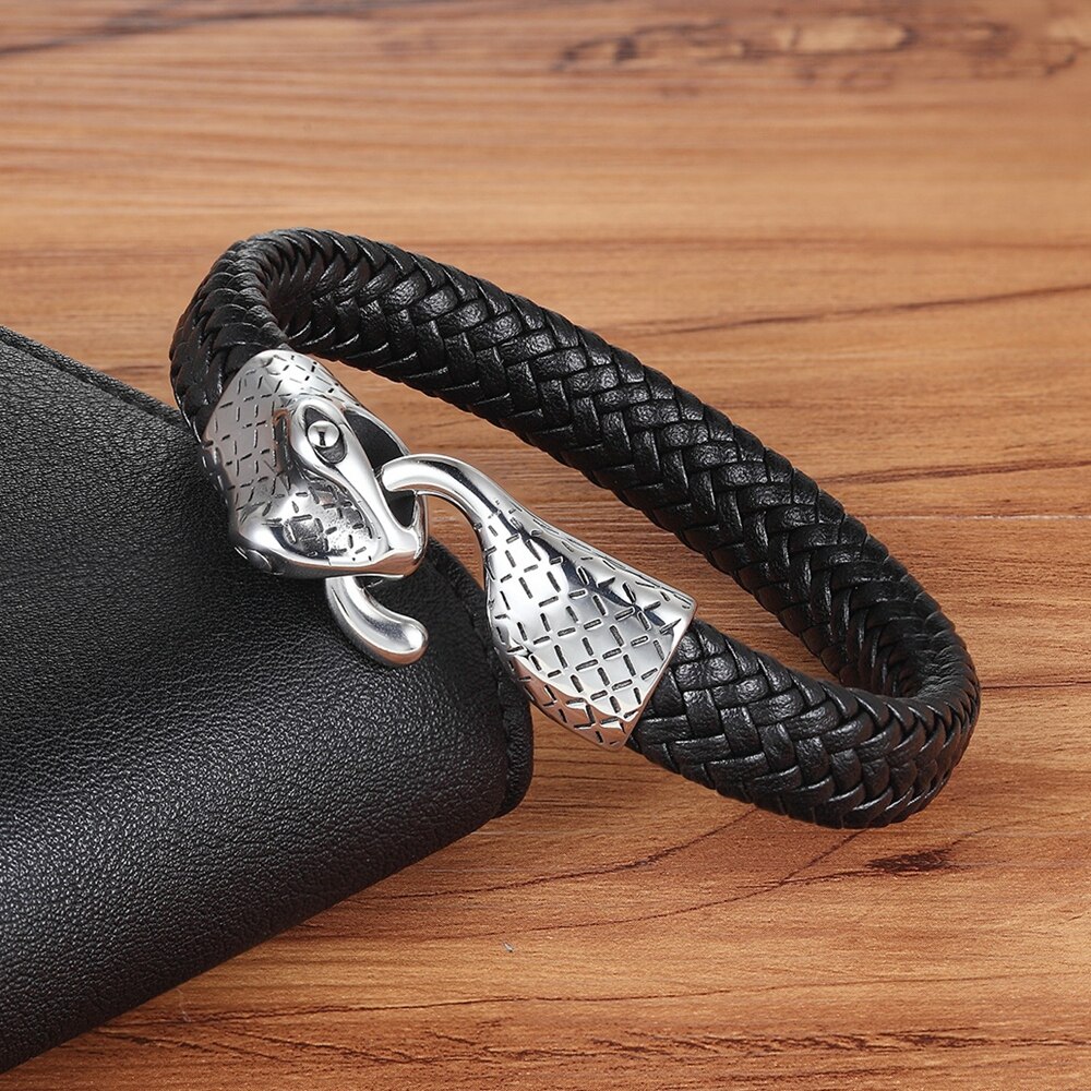 TYO Multi-layers Handmade Braided Leather Bracelet &amp; Bangle For Men Stainless Steel Charm Bangles