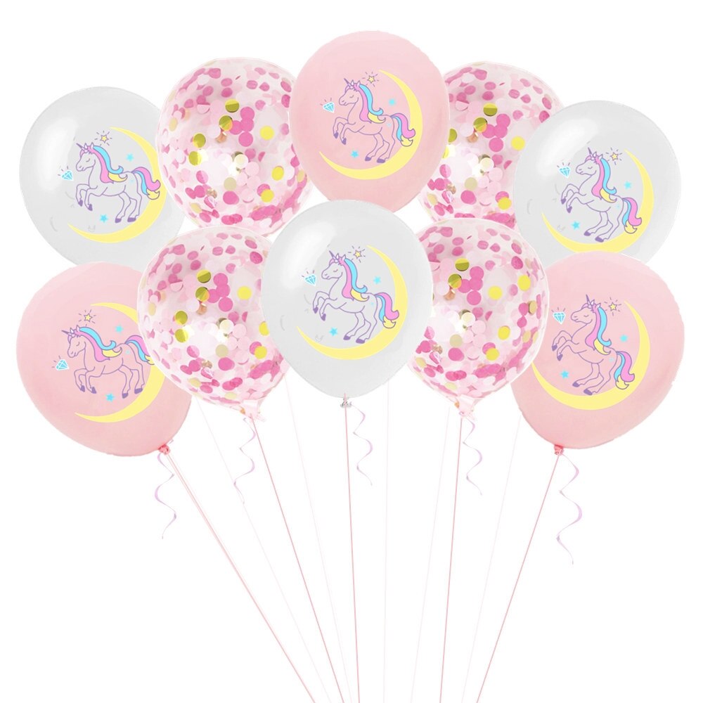 Set van 10 stuks 12 inch eenhoorn confetti ballonnen voor verjaardagsfeestjes, bruiloften, babyshowers en gender reveal eenhoorn feestbenodigdheden.: Mix 10 stuks