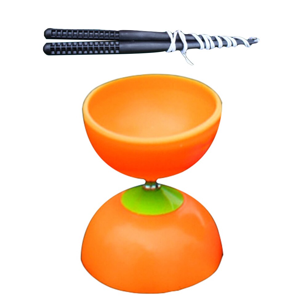 Bolsa de mano de 3 rodamientos de YOYO chino, Set de palitos de Metal, juguetes perfectos para el mejor rendimiento y juego de Diabolo: Naranja