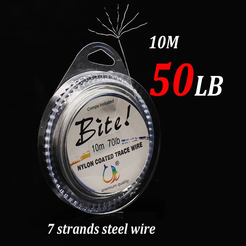 10M 7 Strands Braided Stainless Wire Fishing Line Rigging Material Leader Coating Jigging Wire For Freshwater and Sea Fishing: 50LB