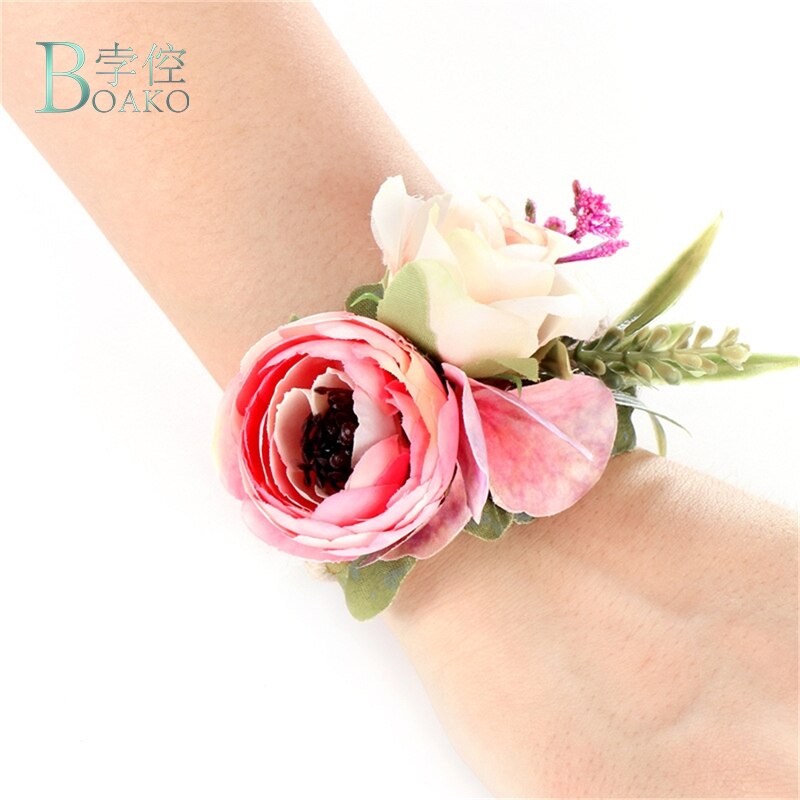 Ramillete de muñeca BOAKO Dama de Honor de boda flor decorativa para boda accesorios para baile de graduación flores de mano ramo de Boda boda