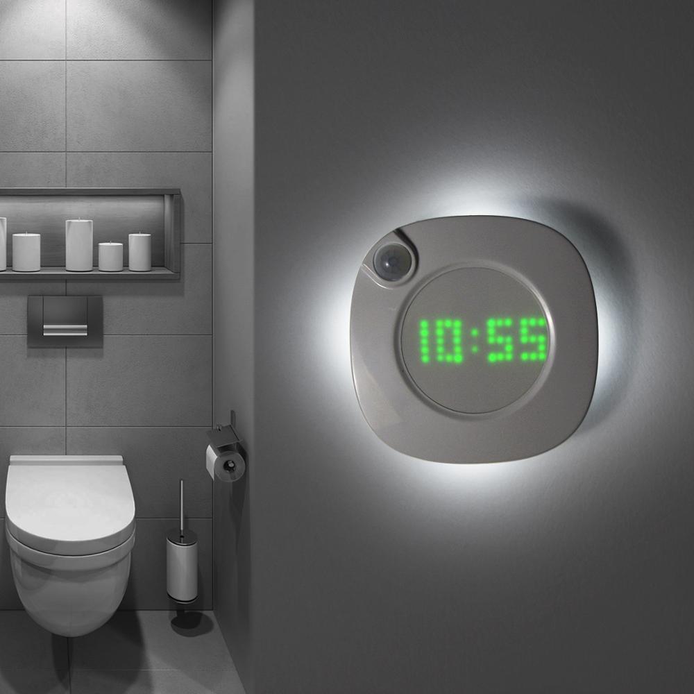 LED Uhr Mit PIR Bewegung Sensor Magnetische Basis Hintergrundbeleuchtung saat Wanduhren Für Schlecht Mikro USB Aufladbare
