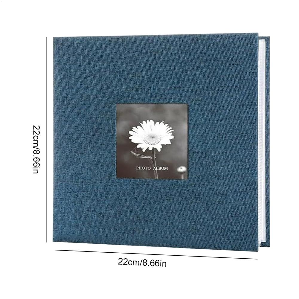 album na zdjęcia 200 kieszeni album na zdjęcia Książka Lniana oprawa w twardej oprawie album o dużej pojemności z przednim okienkiem dla rodziny ślubnej: Ciemnoniebieski