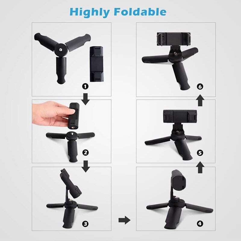 Mini tripé com bluetooth obturador remoto para o iphone xr 11 huawei p40 pro mini tripé de telefone 360 girando suporte do telefone clipe