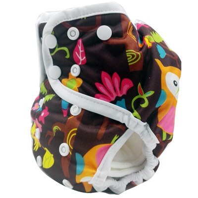PORORO all in one baby cloth diaper with bamboo inserts, waterproof PUL AIO size adjustable nappies with white color binding: z10