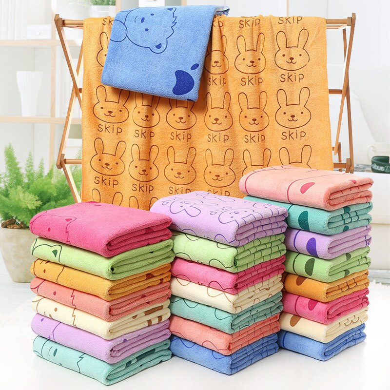 Soft Cartoon Pet Dog Cat Superfine Fiber Bath Towel Fast Dry Puppy Absorbent Hair Washcloth Super Large Supplies Multi-function