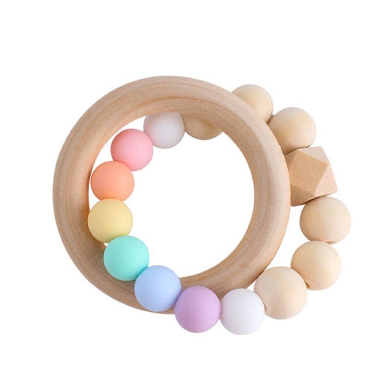 Bpa Gratis Baby Bijtring Siliconen Kralen Bijtring Pasgeboren Kinderziektes Speelgoed Armband Pijnbestrijding Hout Ringen Kauwen Bijtring Baby Benodigdheden: B3