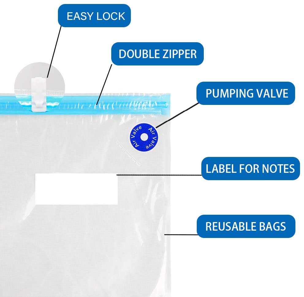 28 st återanvändbara vakuum sous vide påsar hem kök mat förvaring zip packs påsar med vinflaskpropp och handpump bpa free