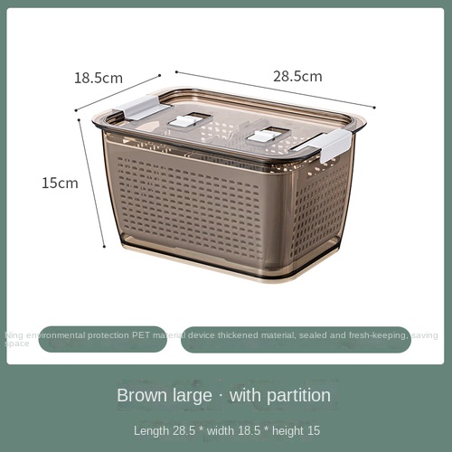 Fridge Storage Box Refrigerator Fresh Vegetable Fruit Boxes Drain Basket Storage Containers With Lid Kitchen Tools Organizer: PURPLE